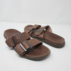 Vionic Brown &quot;Charlie&quot; Leather Slide Sandals Size 12