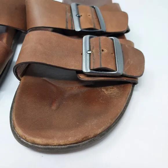 Vionic Brown &quot;Charlie&quot; Leather Slide Sandals Size 12