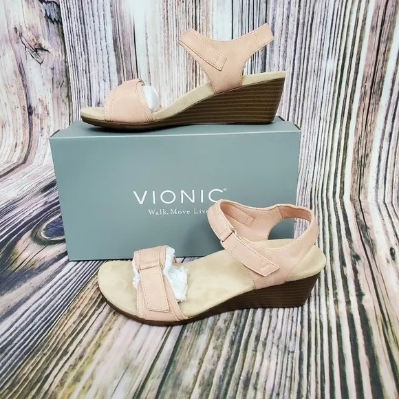 VIONIC Dusty Pink Park Adelaide Wedge Sandals New Size 6 Wide