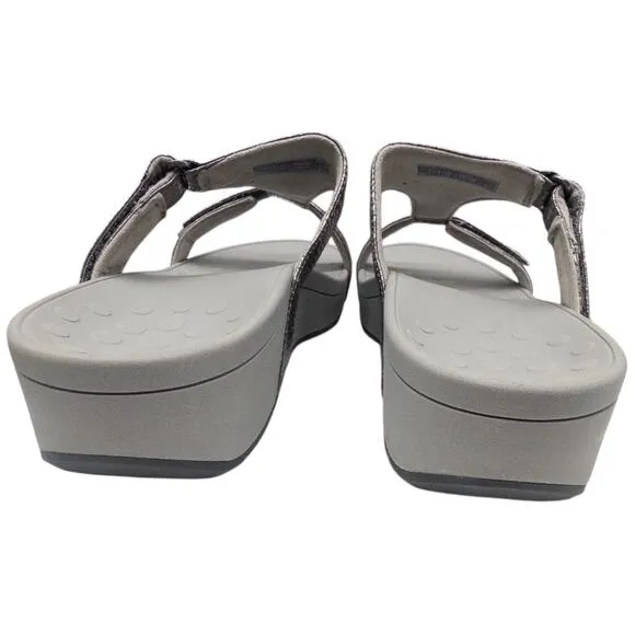 Vionic Ellie Platform Slide Sandal Metallic Silver Pewter Snakekin Women's 12