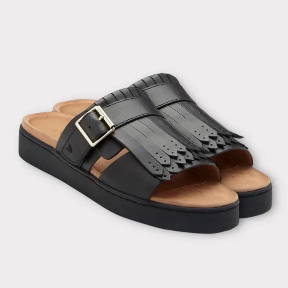 Vionic Fillmore Black Leather Sandals,  Platform, Open Toe, Mules Women's Size 6