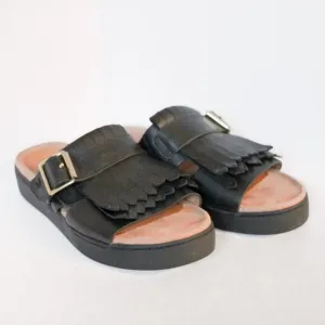 Vionic Fillmore Black Leather Sandals,  Platform, Open Toe, Mules Women's Size 6