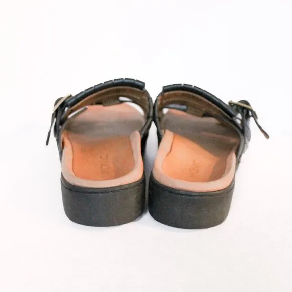 Vionic Fillmore Black Leather Sandals,  Platform, Open Toe, Mules Women's Size 6