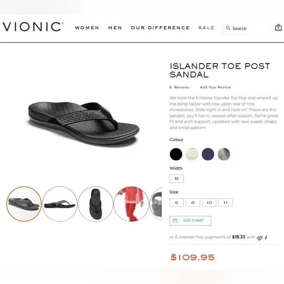 Vionic Islander Toe Post Sandals Flip Flops