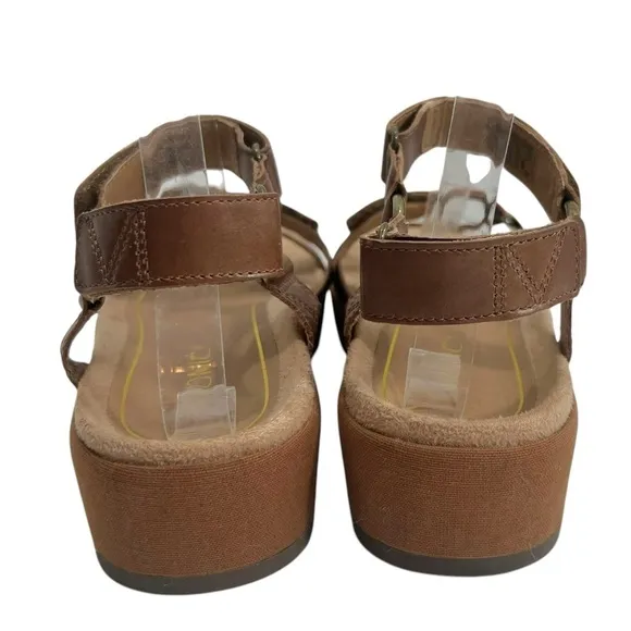 Vionic Kayan Leather Hook and Loop Platform Sandals