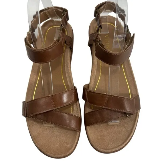 Vionic Kayan Leather Hook and Loop Platform Sandals