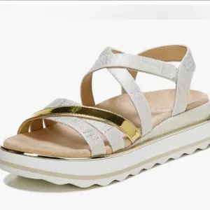 Vionic Kellyn gold Metallic Slingback Platform / Wedge Sandal Size 7