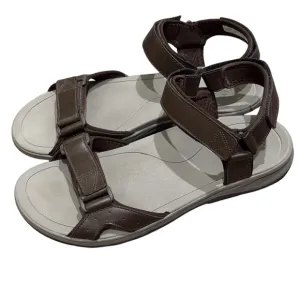 Vionic Leo Brown Leather Sandals Size 11 Hook and Loop Adjustable Straps
