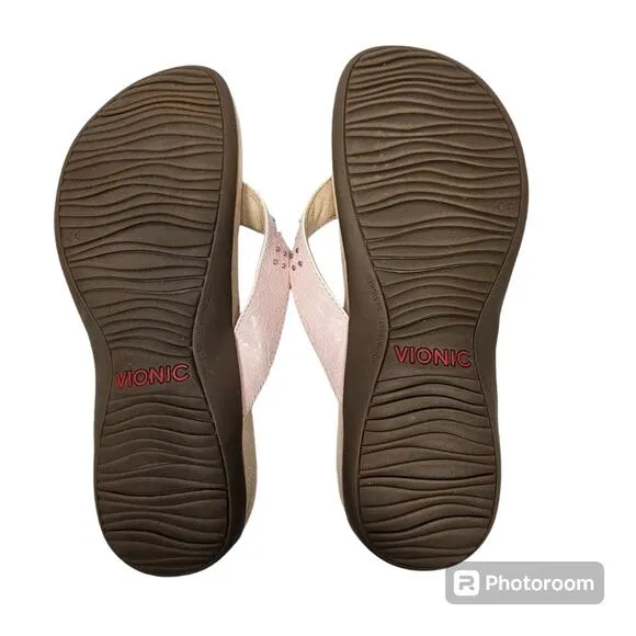 Vionic Lucia Pink Thong Sandals with Rhinestones NWOT Size 10