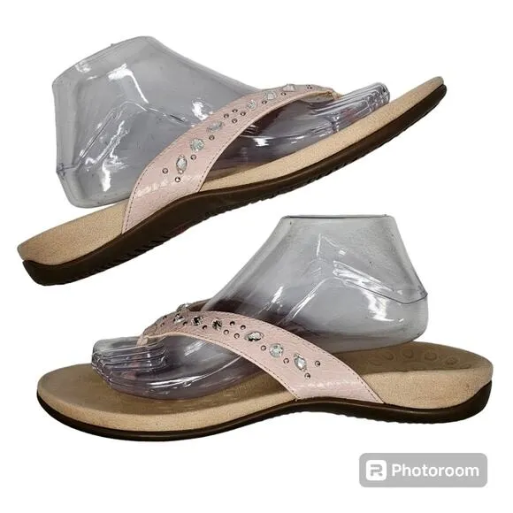 Vionic Lucia Pink Thong Sandals with Rhinestones NWOT Size 10