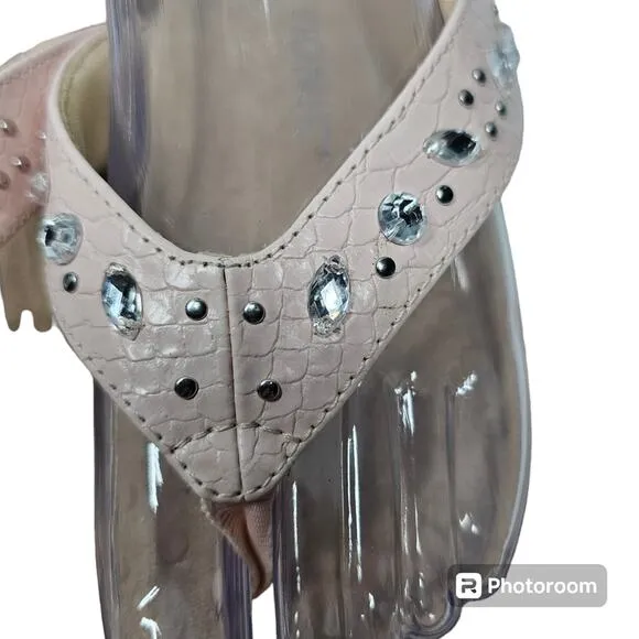Vionic Lucia Pink Thong Sandals with Rhinestones NWOT Size 10