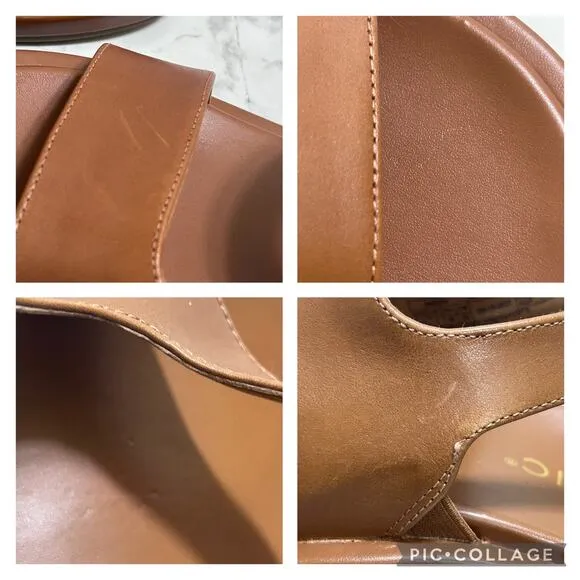 Vionic Madera Sandals Women 8.5M Tan Leather Casual Modern Chic Minimalist Boho