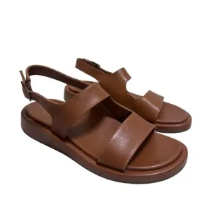 Vionic Madera Sandals Women 8.5M Tan Leather Casual Modern Chic Minimalist Boho
