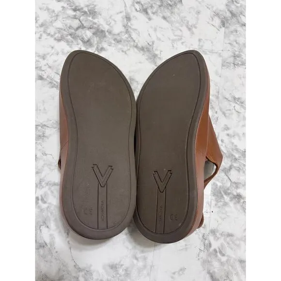 Vionic Madera Sandals Women 8.5M Tan Leather Casual Modern Chic Minimalist Boho