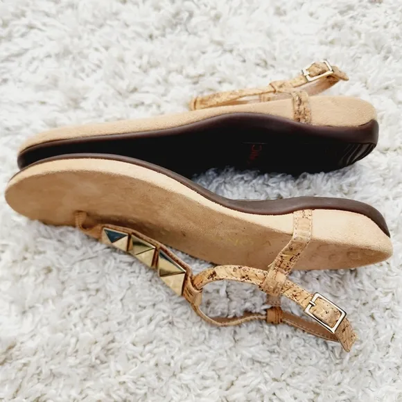 Vionic Nala T-Strap Brown/Gold Sandals Ankle Strap Women Size 8