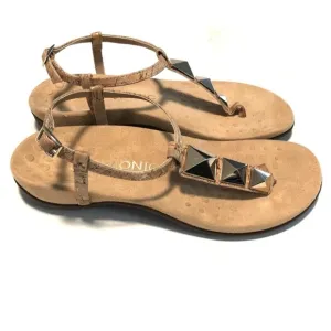 Vionic Nala T-Strap Brown/Gold Sandals Ankle Strap Women Size 8