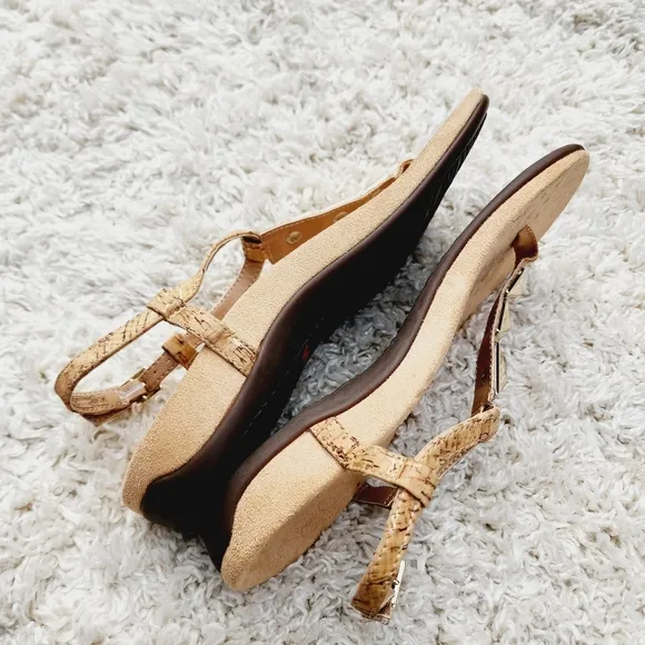 Vionic Nala T-Strap Brown/Gold Sandals Ankle Strap Women Size 8