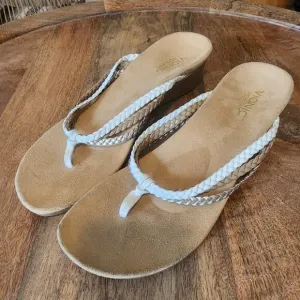 Vionic Natural Ramba Tri-Color Braided Wedge Sandals w/ Orthaheel Womens 11