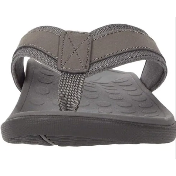Vionic Orthotic Tide Sandal Flip Flop Charcoal Gray Mens 7  Arch Support New