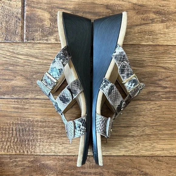 Vionic Radia Orthotic Adjustable Triple Strap Slide Wedge Sandals Size 8