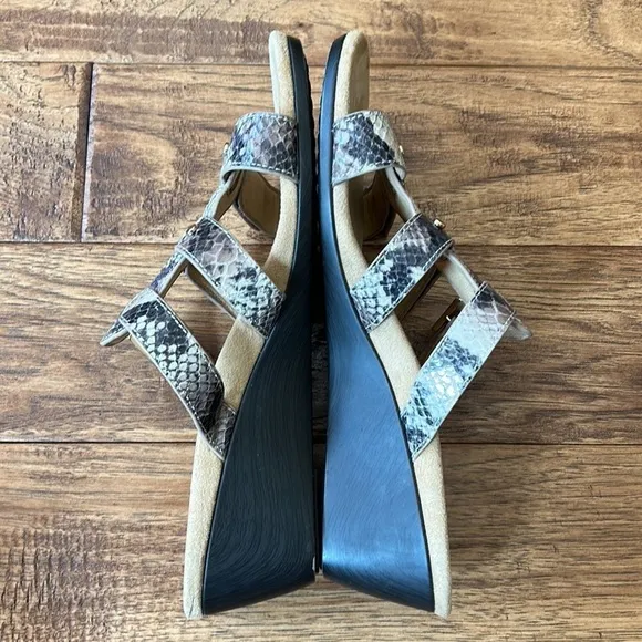 Vionic Radia Orthotic Adjustable Triple Strap Slide Wedge Sandals Size 8