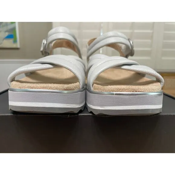 Vionic Reyna Vapor Leather Sandals Gray Size 8.5 NIB Slingback Wedge Slides