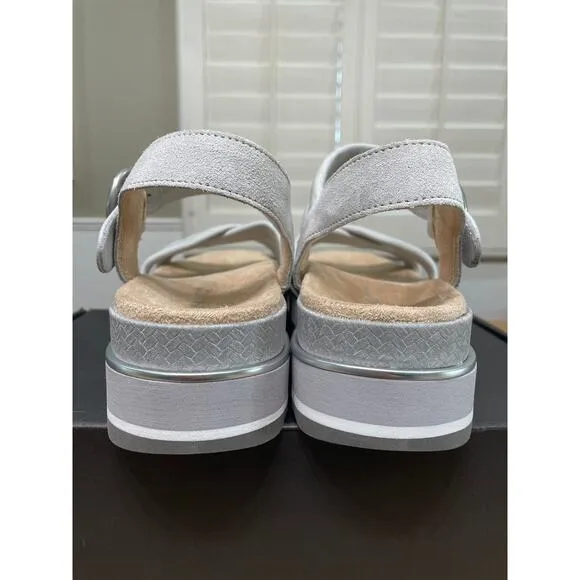 Vionic Reyna Vapor Leather Sandals Gray Size 8.5 NIB Slingback Wedge Slides