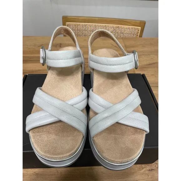Vionic Reyna Vapor Leather Sandals Gray Size 8.5 NIB Slingback Wedge Slides