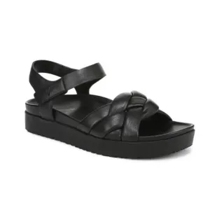 Vionic Rosa Black Leather Strapy Platform Sandals NWT