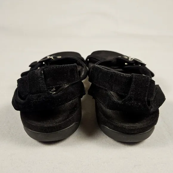 Vionic Sahara Gladiator Sandals Buckle Black Size 8 Suede Leather Ankle Strap