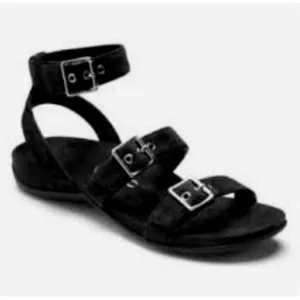 Vionic Sahara Gladiator Sandals Buckle Black Size 8 Suede Leather Ankle Strap