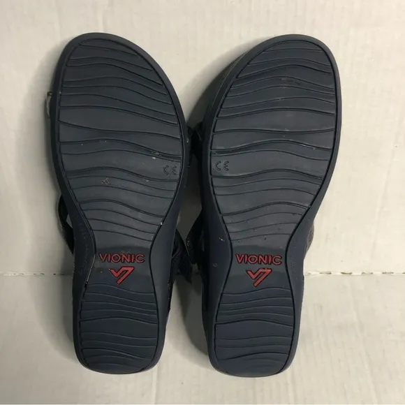 Vionic Sandals Wedge Ellie Slide Women's Size 8 Navy
