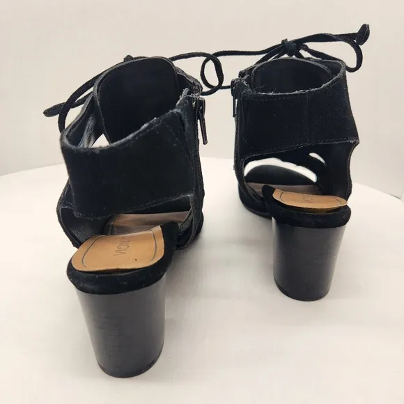 Vionic shooties women's 9 black suede Bristol sandals heels gladiator lace up
