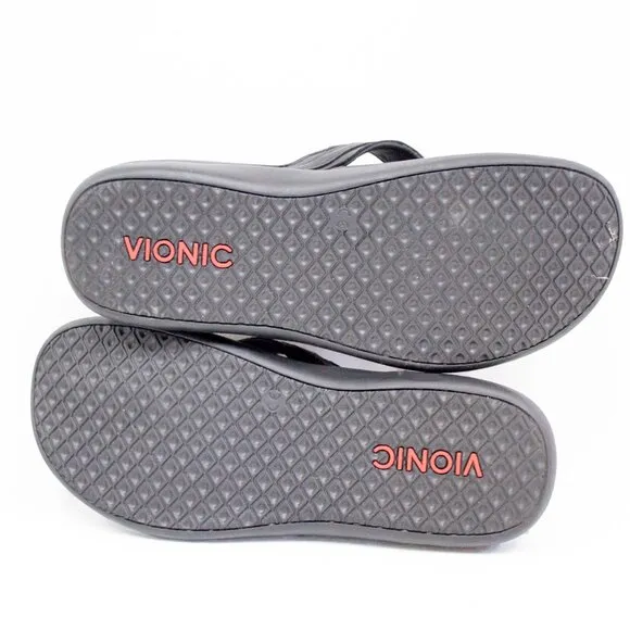 Vionic Tide Aloe Black Toe-Post Sandal Flip Flop Women's US Size 9