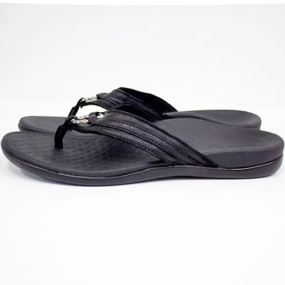 Vionic Tide Aloe Black Toe-Post Sandal Flip Flop Women's US Size 9