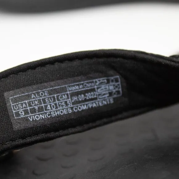 Vionic Tide Aloe Black Toe-Post Sandal Flip Flop Women's US Size 9