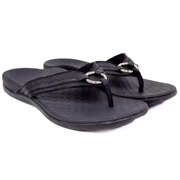 Vionic Tide Aloe Black Toe-Post Sandal Flip Flop Women's US Size 9