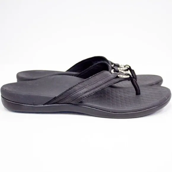 Vionic Tide Aloe Black Toe-Post Sandal Flip Flop Women's US Size 9