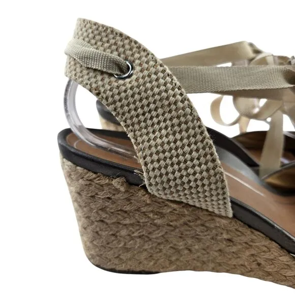 Vionic Wedge Sandals Womens 10 Aruba Maris Espadrille Silver Leather Ankle Wrap