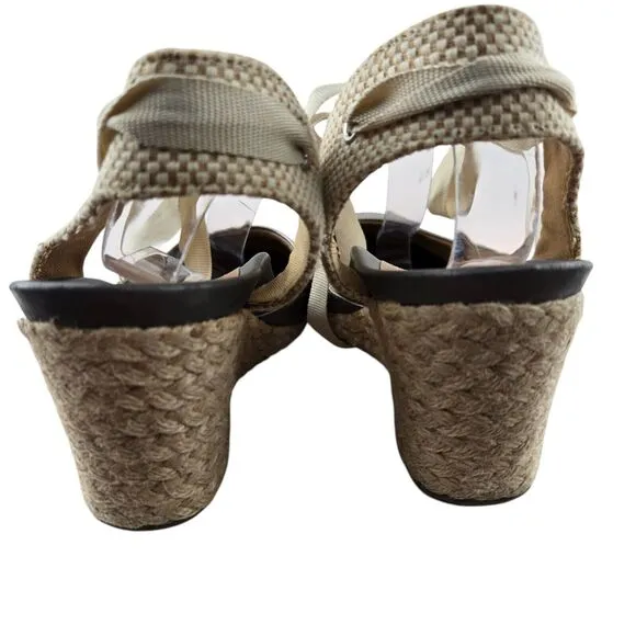 Vionic Wedge Sandals Womens 10 Aruba Maris Espadrille Silver Leather Ankle Wrap
