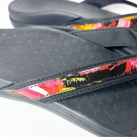 Vionic Women High Tie Black Multicolor Comfy Sandals Size 9
