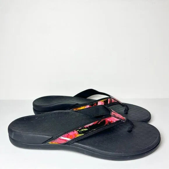 Vionic Women High Tie Black Multicolor Comfy Sandals Size 9