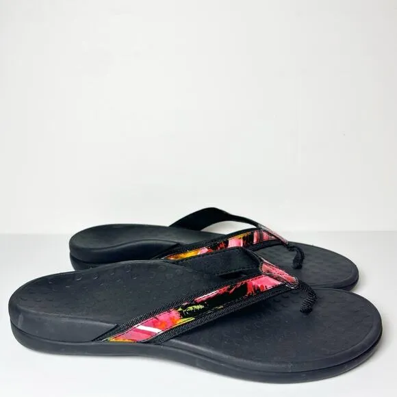 Vionic Women High Tie Black Multicolor Comfy Sandals Size 9
