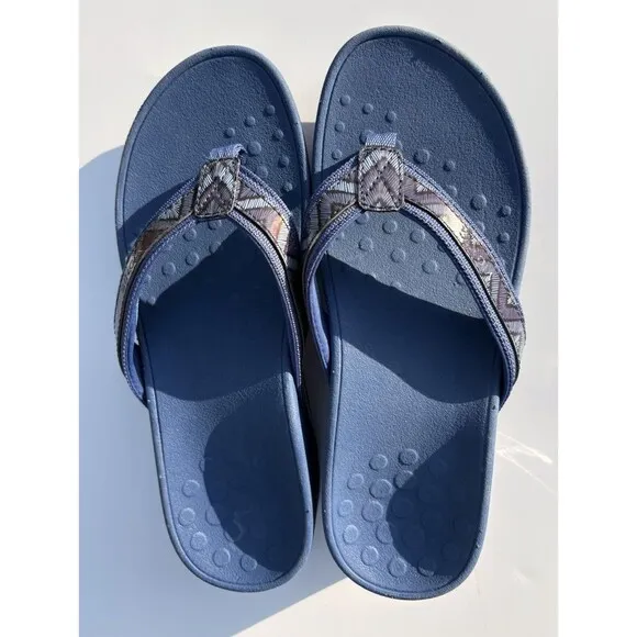 Vionic Women's High Tide, Blue Wedge Sandals, Size 7 M