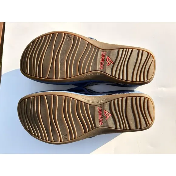 Vionic Women's High Tide, Blue Wedge Sandals, Size 7 M