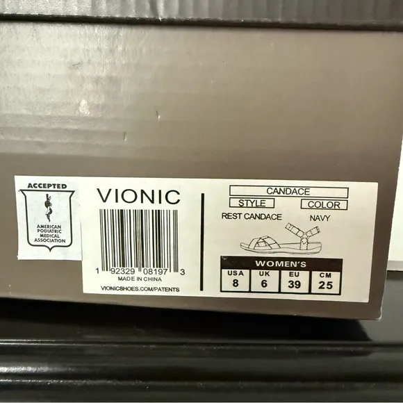 Vionic Women's Navy Candace Backstrap Sandals   NIB