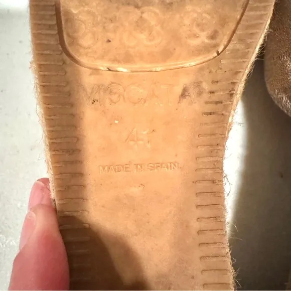 Viscata Pubol Espadrille Ankle Strap Metallic Canvas Wedge Beige Size 41/10