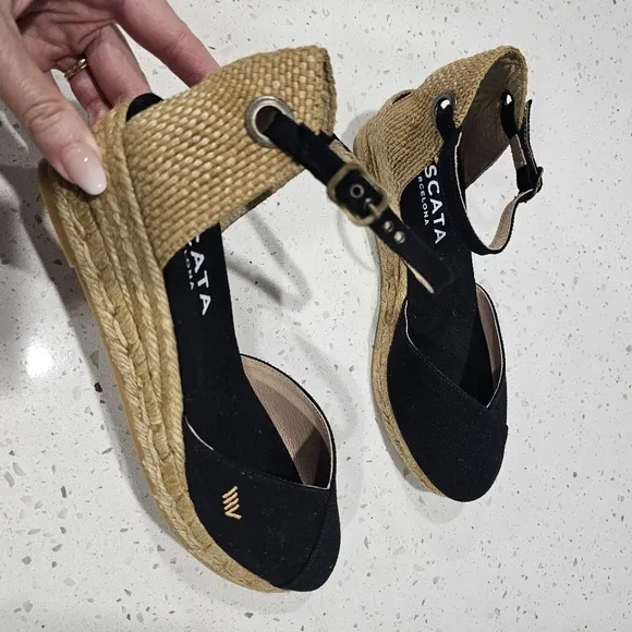 Viscata Pubol espadrille canvas rattan heels sandals