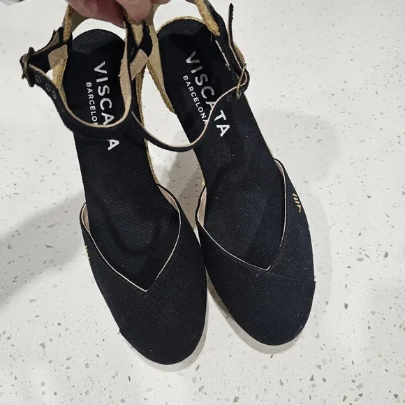 Viscata Pubol espadrille canvas rattan heels sandals