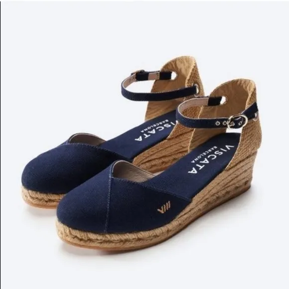 Viscata Pubol espadrille canvas rattan heels sandals